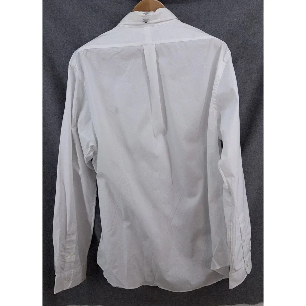New Polo Ralph Lauren Men's XXL 2XL Slim Fit Solid White Button Down Blue Pony